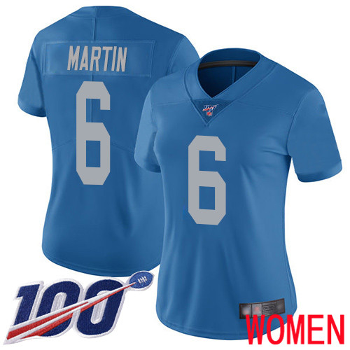 Detroit Lions Limited Blue Women Sam Martin Alternate Jersey NFL Football #6 100th Season Vapor Untouchable->women nfl jersey->Women Jersey